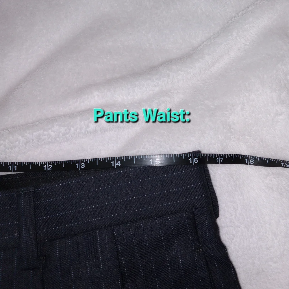 Jos A Bank Black 100% Wool Pinstriped Full Suit Set Blazer Size 38S Pants 32x28 - Picture 14 of 15